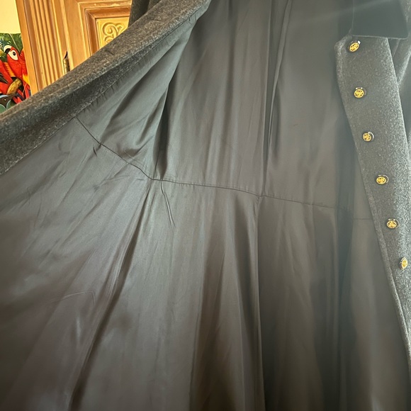 Wool dark grey coat with pockets and gold buttons. - Picture 9 of 9